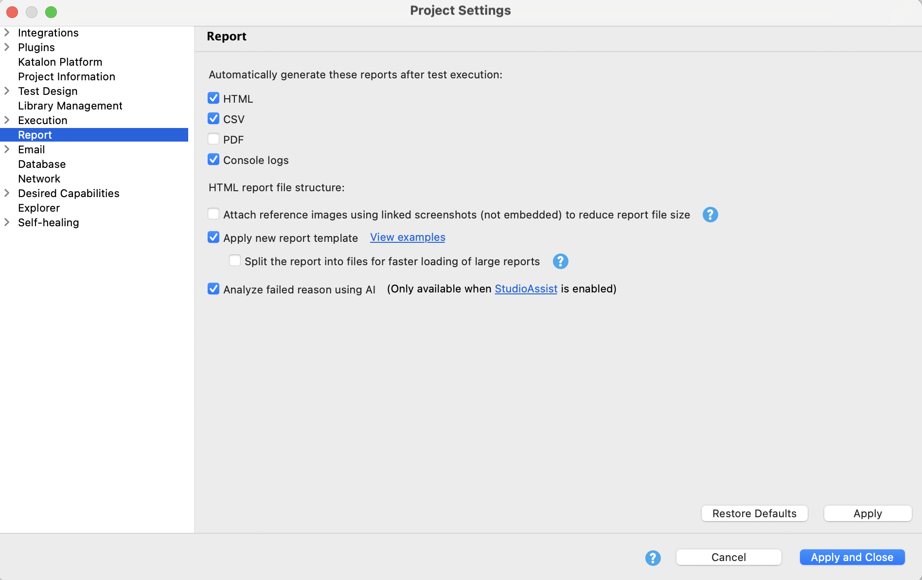 Enable HTML AI failure analysis